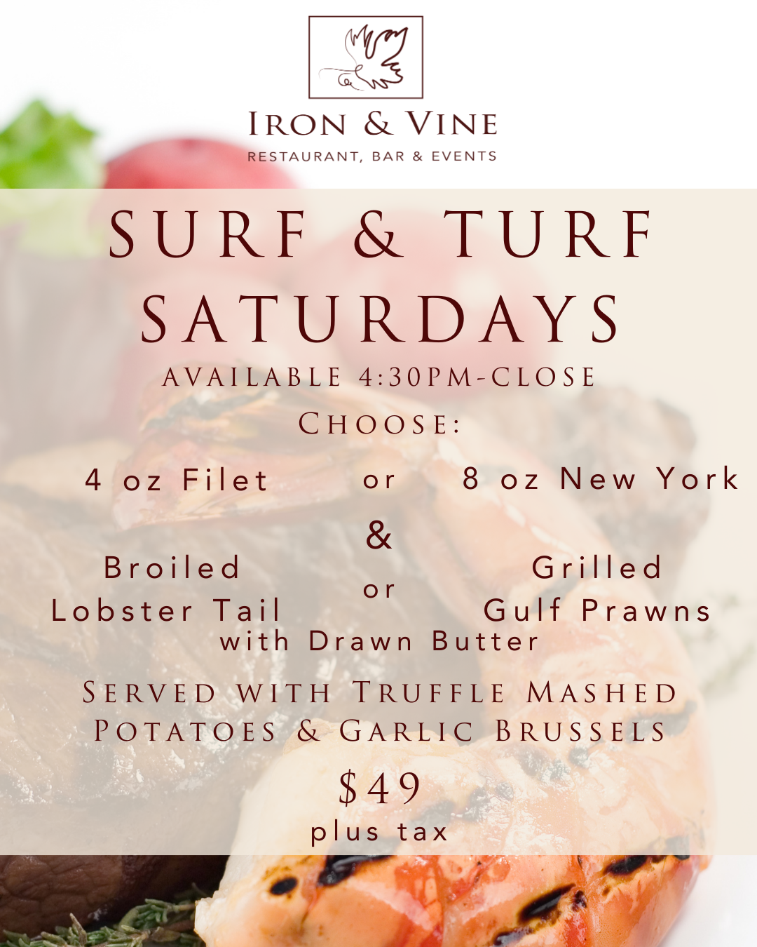surf & turf dinner menu