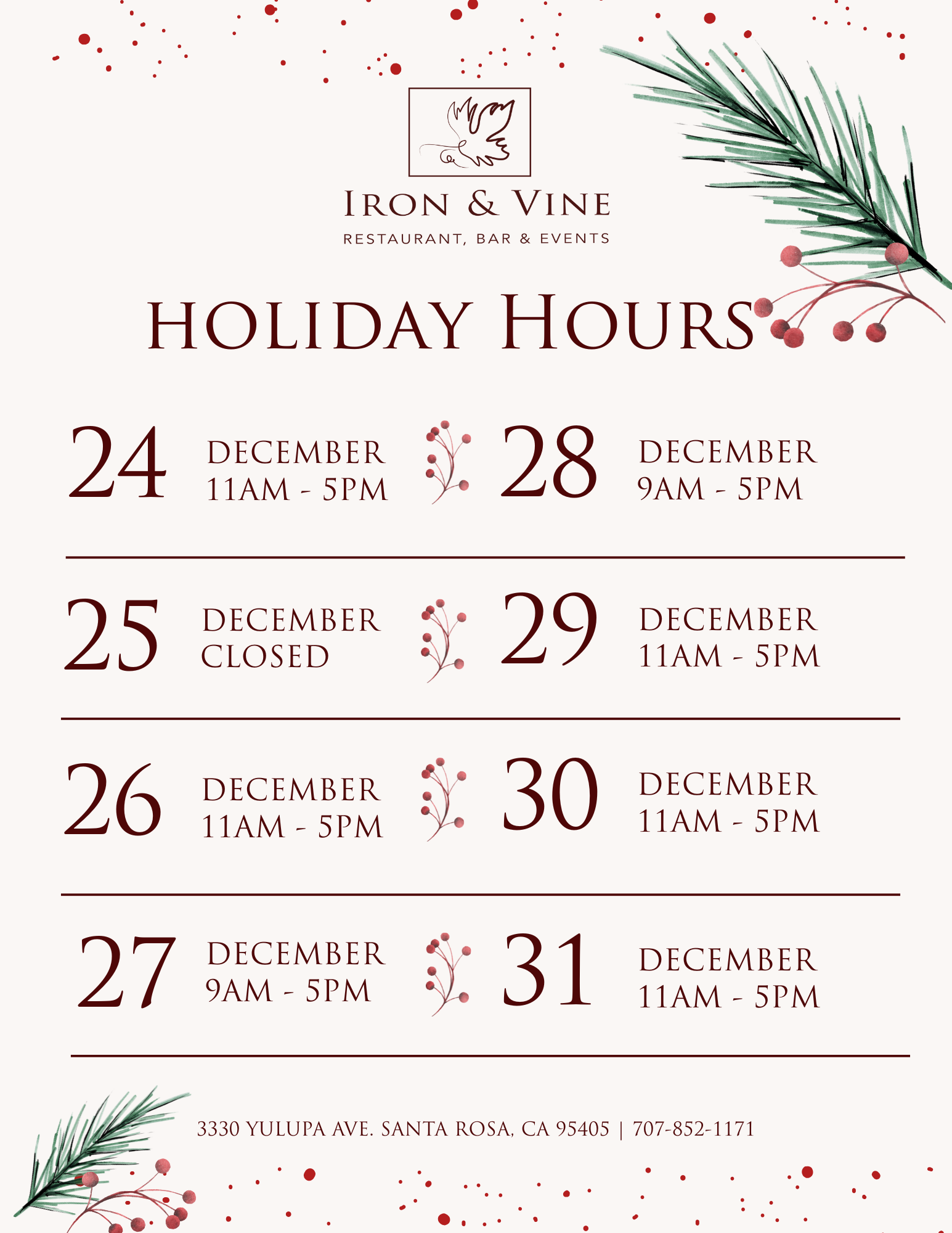 christmas hours